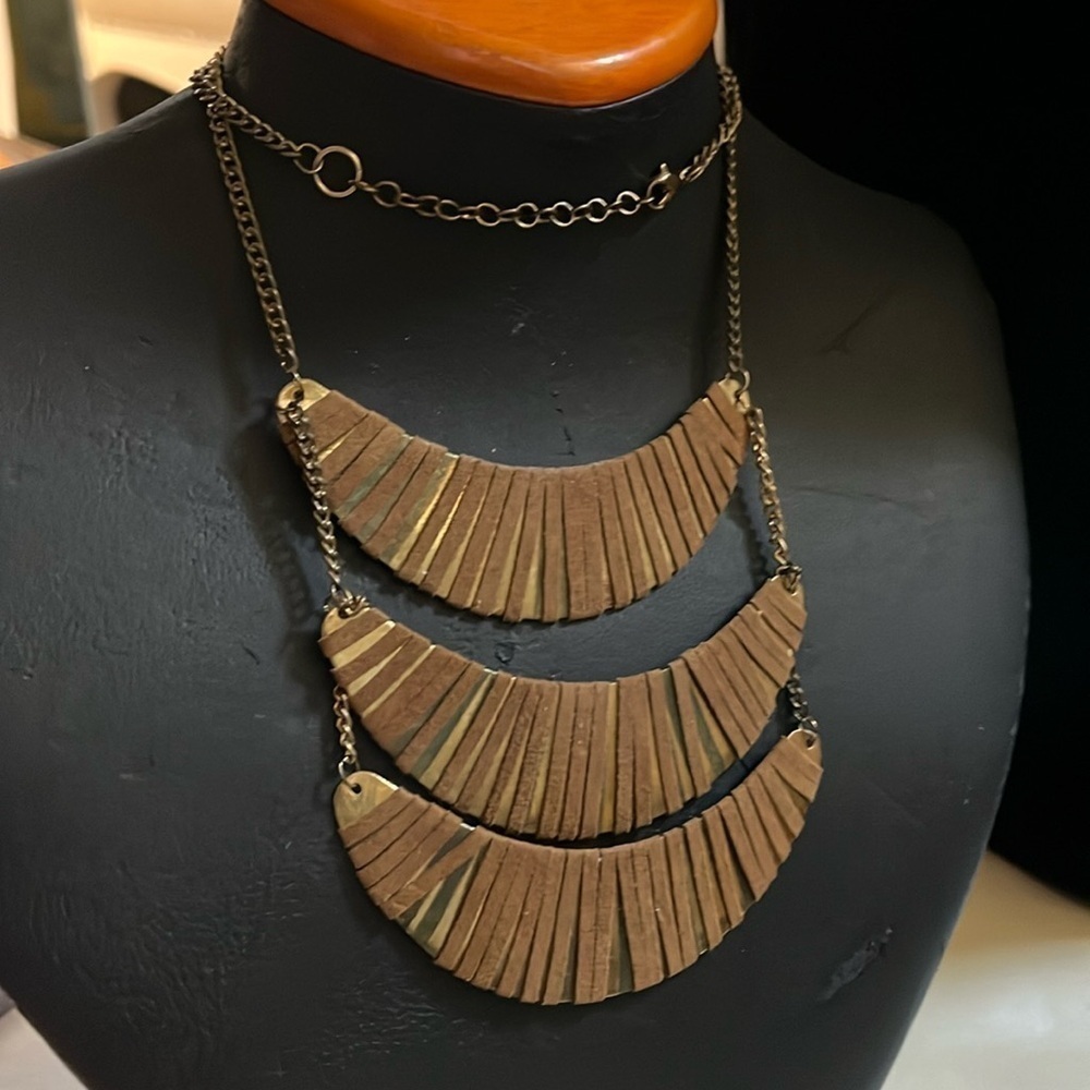 Custom Metallic Copper Tone Leather necklace